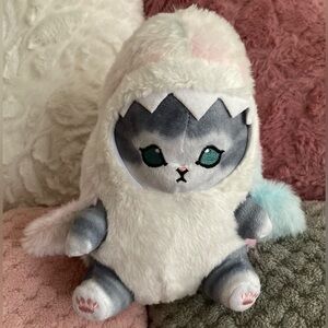🦈🌈🐱 21cm NWOT Grey Mofusand Cat in White Shark Costume Soft Plush Doll Stuff Toy